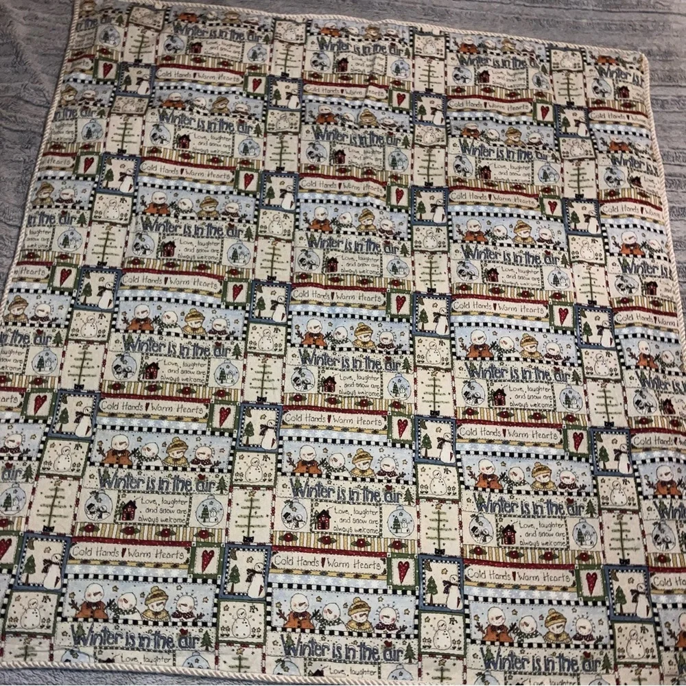 Autumn Harvest & Winter Snowman Double Side Throw Blanket 42x44 inches‎